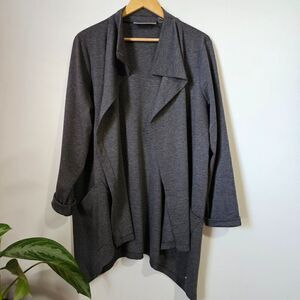 EUC SIMONTON SAYS DESIGNED BY GEORGE SIMONTON GREY LAPEL LONG LINE JACKET SZ M